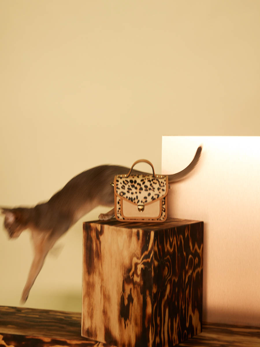 sac-main-cuir-Mademoiselle George XS-leopard-beige-vue-portee-w05xs-lp-bei