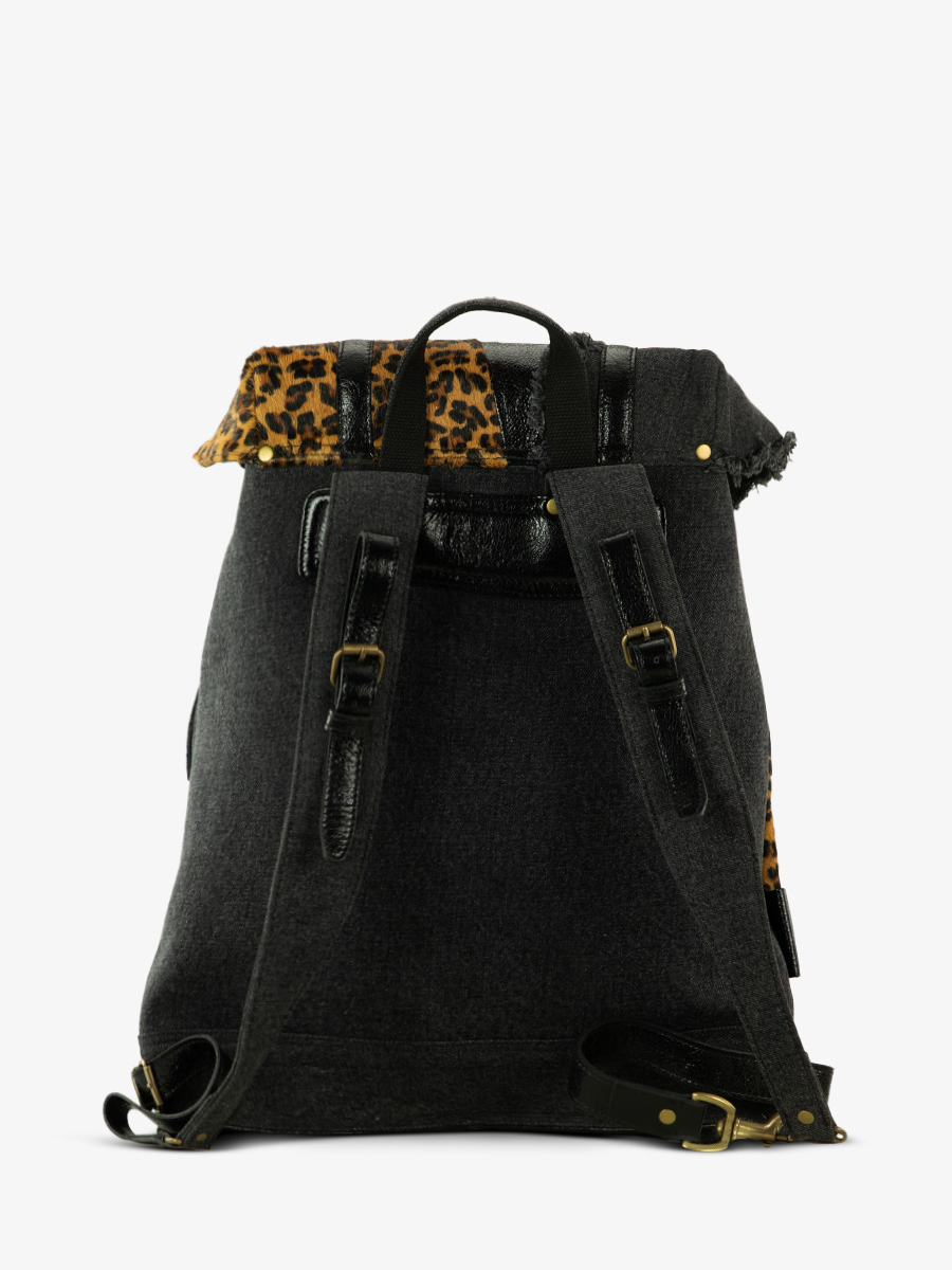 Foto-Rückansicht-Rucksack-Leder-Damen-Leopard-schwarz-Monlegionnaire-Chimère-Denim-schwarz-Paul-Marius-BBP-CH-B-DENIM