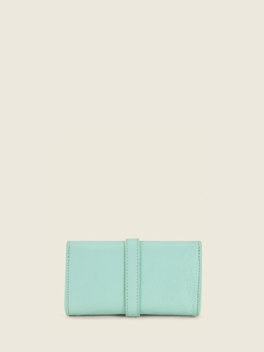 Fotoansicht Rückseite Brillenetui aus blauem Leder Oscar Azur Himmelblau Paul Marius M50 AZ L-BLU