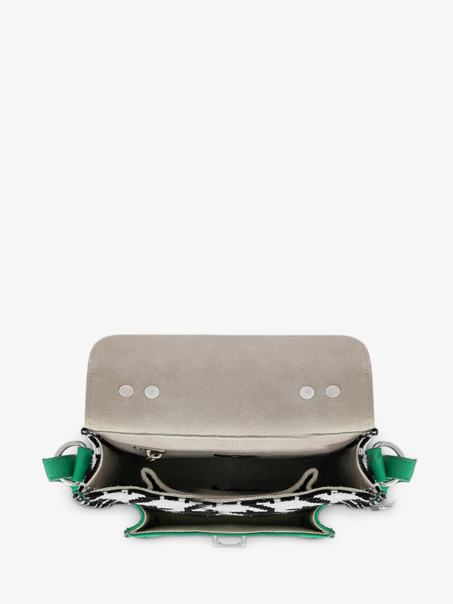 Fotoansicht Innenansicht Mini-Umhängetasche aus Leder in Violett Mademoiselle George XS Allure Grün Paul Marius W05XS HS2 GR