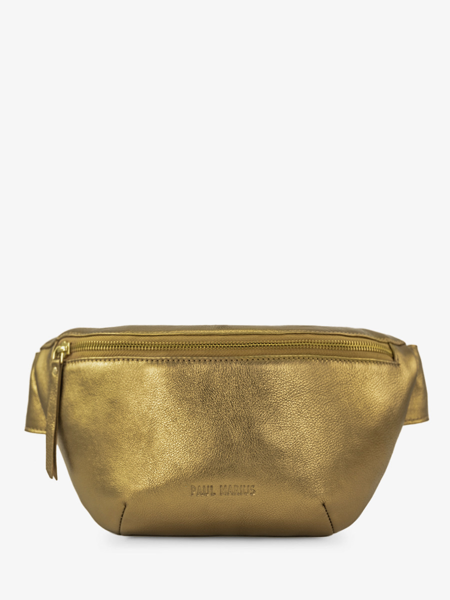 Foto-Vorderansicht-Gürteltasche-aus-metallisiertem-Leder-für-Damen-LaBanane-Bronze-Paul-Marius-M503-OG