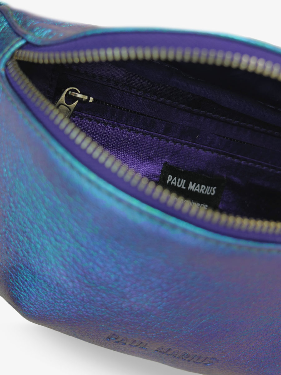 Foto-Innenansicht-Mini-Gürteltasche-Leder-blau-irisierend-Damen-Labanane XS-Scarabée-Paul Marius-M503XS-P-BLU