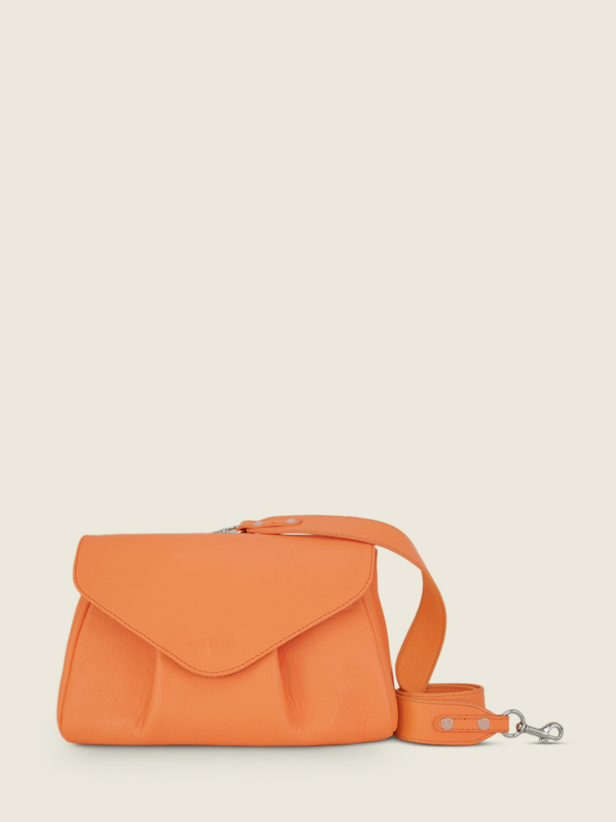 foto-ansicht-von-vorne-umhängetasche-leder-orange-suzon-m-pastel-aprikose-paul-marius-w25m-pt-o