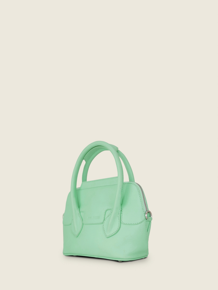 foto-seitenansicht-mini-handtasche-leder-grün-gisele-xs-pastel-menthe-paul-marius-w32xs-pt-gr