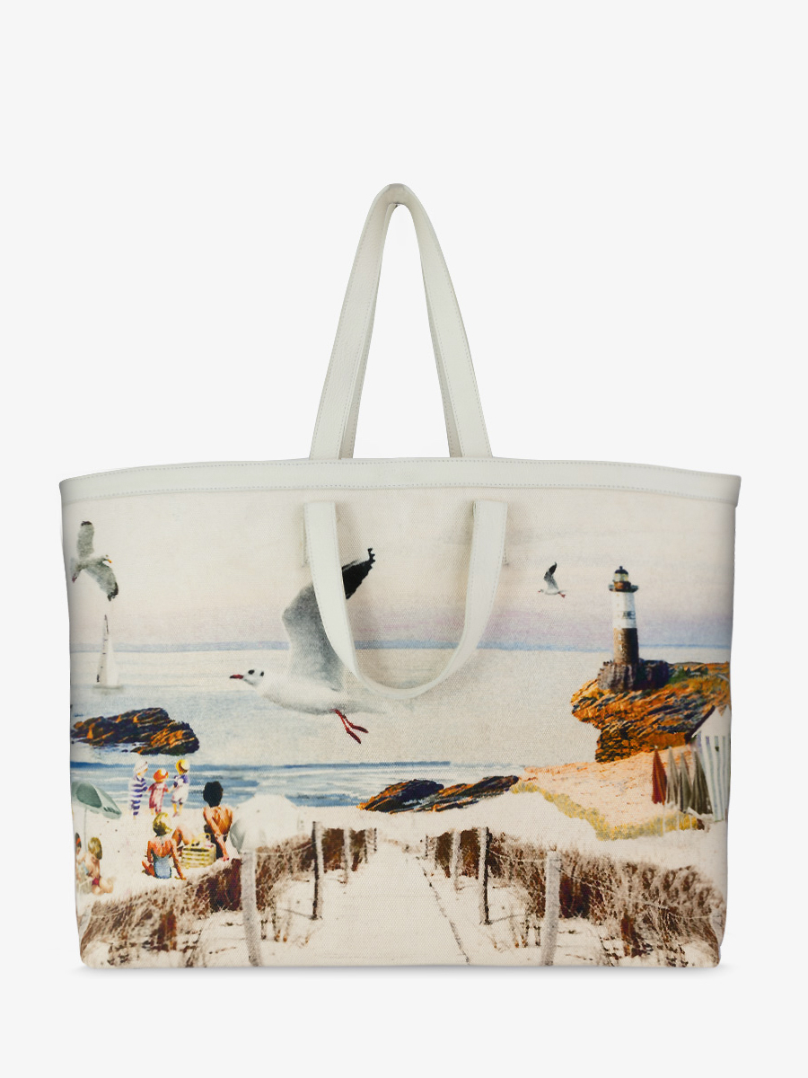 Foto-Vorderansicht-Tasche-Tragetasche-Leder-bedruckt-Strand-Dune-Côte-Ouest-Strand-Paul-Marius-M25-CNV-Beach
