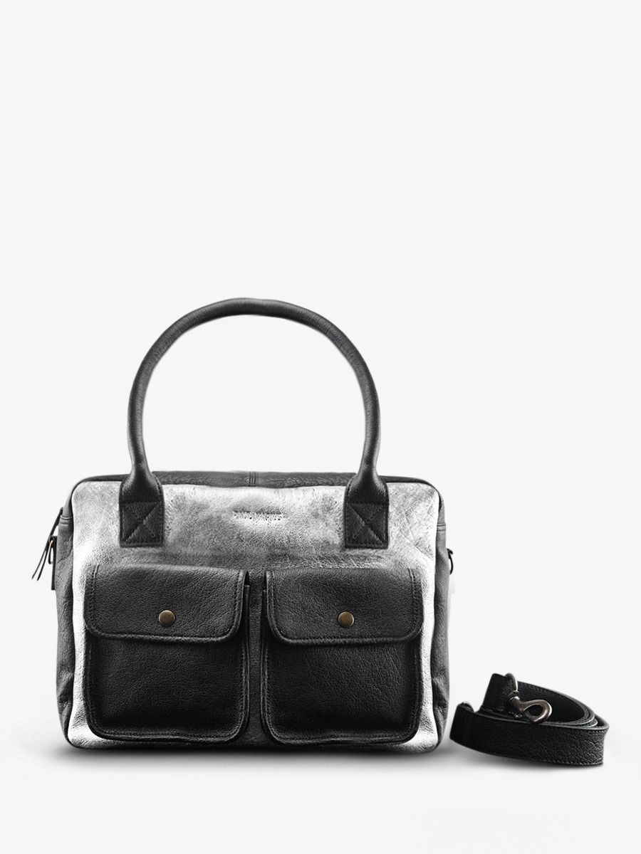 foto-ansicht-von-vorne-aktentasche-leder-damen-silber-schwarz-ledandy-silber-schwarz-paul-marius-w04-s-b