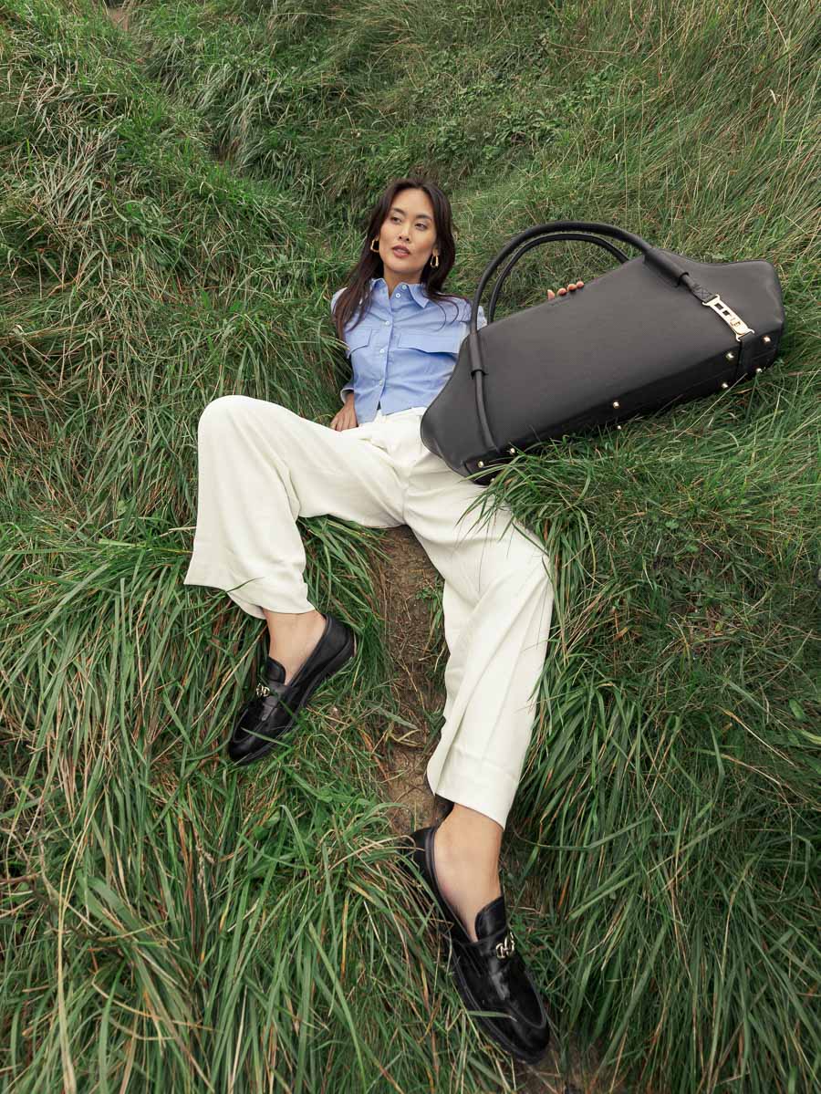 Reisetasche Romeo Ultra-Lang Schwarz Charbon Rückansicht w48l-bm-b