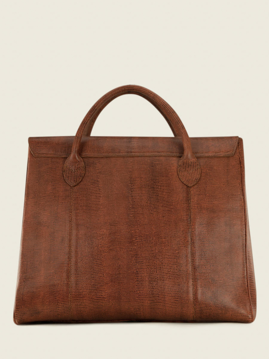 Foto-Rückansicht-große-Reisetasche-Leder-braun-Rouen-Delhi-1960-Bernstein-Paul-Marius-M105-L-L