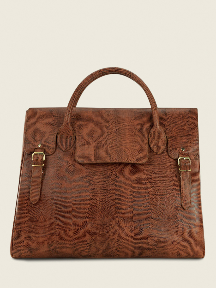 Foto-Vorderansicht-große-Reisetasche-Leder-braun-Rouen-Delhi-1960-Bernstein-Paul-Marius-M105-L-L