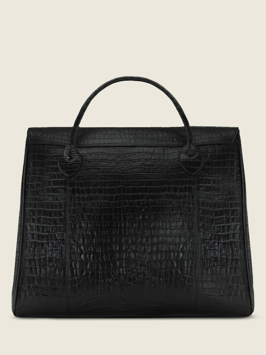 Foto-Rückansicht-große-Reisetasche-Leder-schwarz-Rouen-Delhi-Heritage-Tiefschwarz-Paul-Marius-M105-CR-B