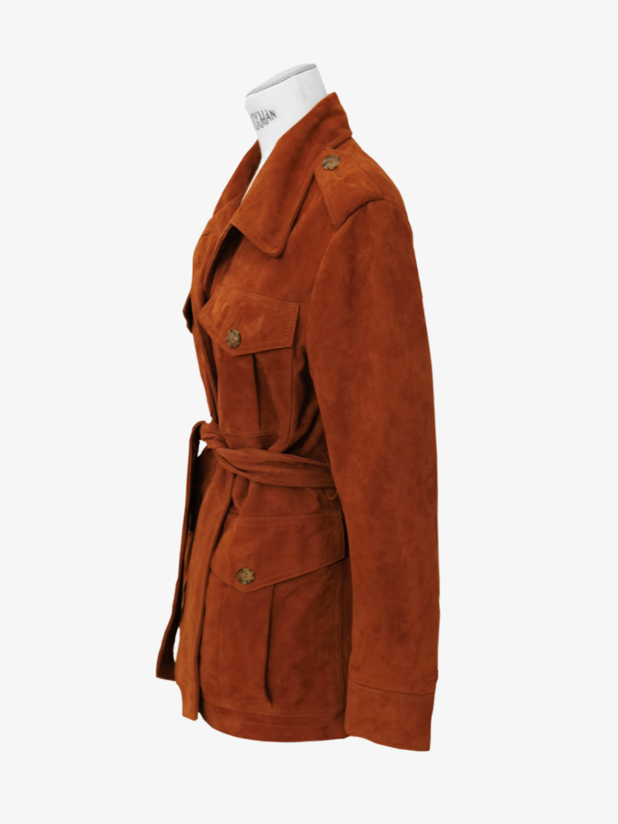 Foto-Rückansicht-Saharajacke-Cognac-Leder-Damen-Lasaharienne-Cognac-Rodeo-Paul Marius