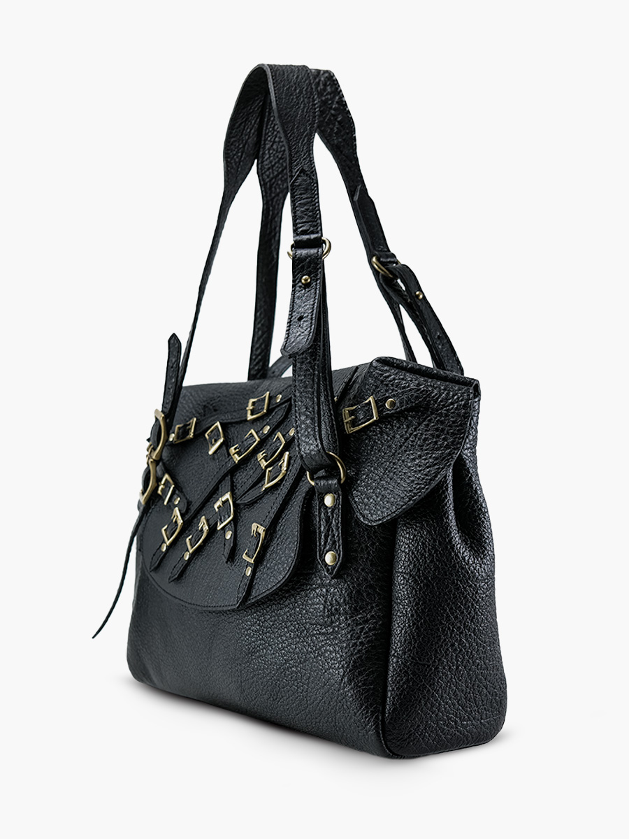 Foto-Seitenansicht-Ledertasche-für-Damen-schwarz-Lasophistique-L'Edition-Noire-Paul-Marius-W27M-BED-N1