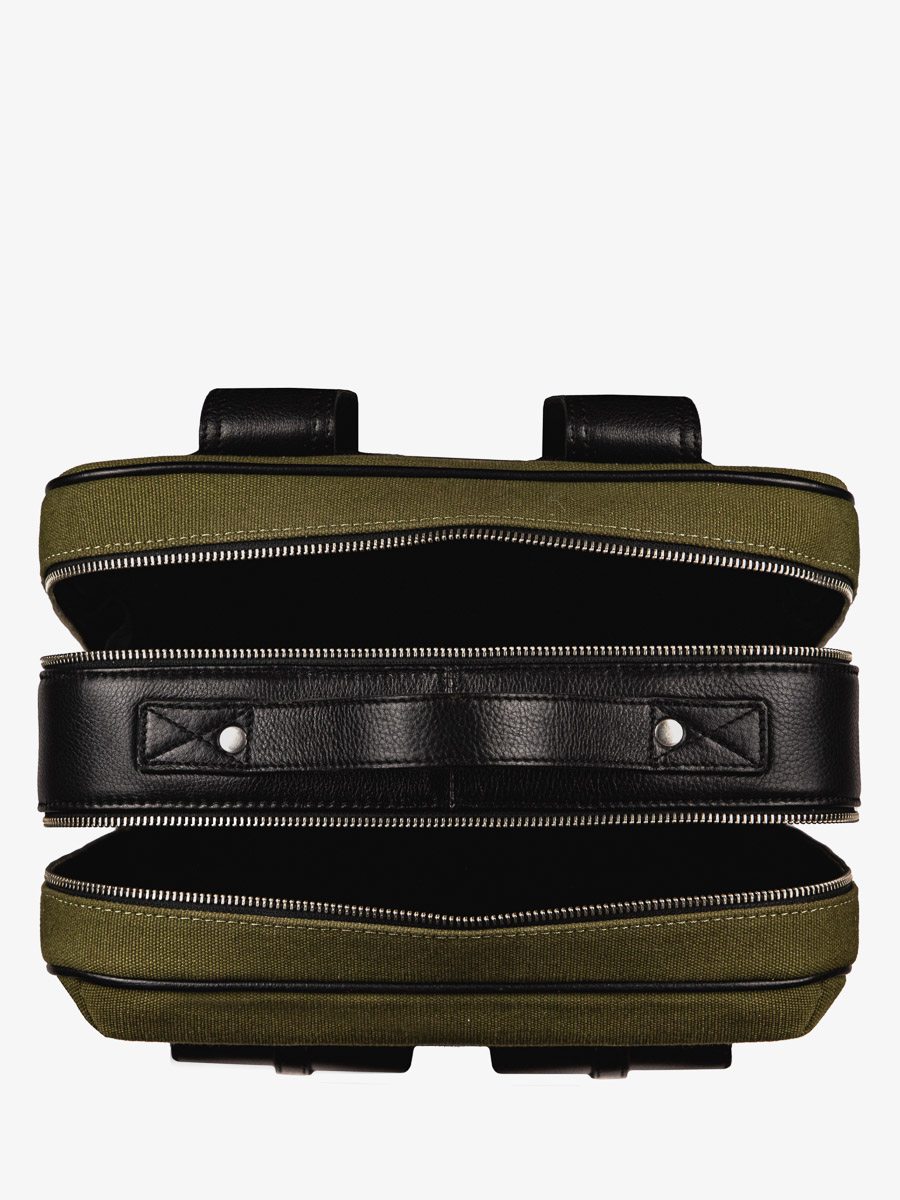 Foto-Innenansicht-Rucksack-Leder-Unisex-Schwarz-Kaki-Urbain-Schwarz-Leinen-Kaki-Paul-Marius-B08-OBL-GC