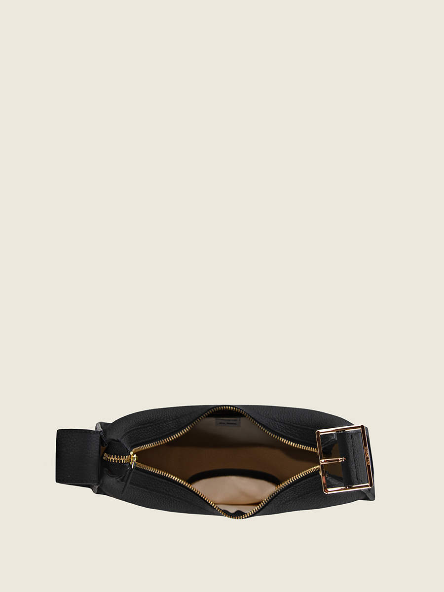 Leder-Baguette-Tasche Victoire schwarz-anthrazit Ansicht von vorne W54 BM B