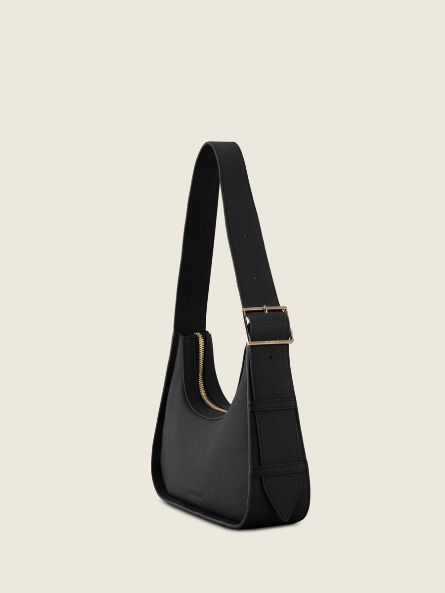 Mini-Baguette-Tasche aus Leder Victoire XS in Schwarz-Anthrazit, Seitenansicht, W54XS-BM-B