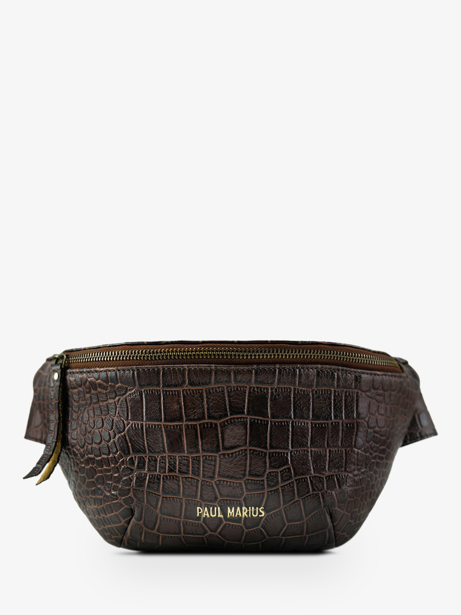 Foto-Vorderansicht-Gürteltasche-Leder-Damen-LaBanane-Alligator-braun-Paul-Marius-M503-A-DB