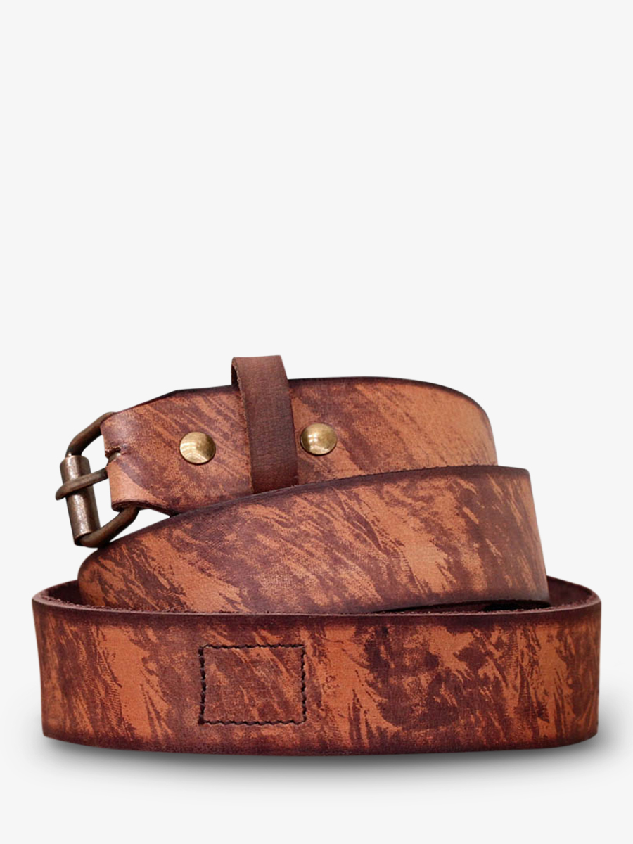 Foto-Vorderansicht-Ledergürtel-für-Herren-braun-Laceinture-Indie-braun-Paul-Marius-B-CD-BR90