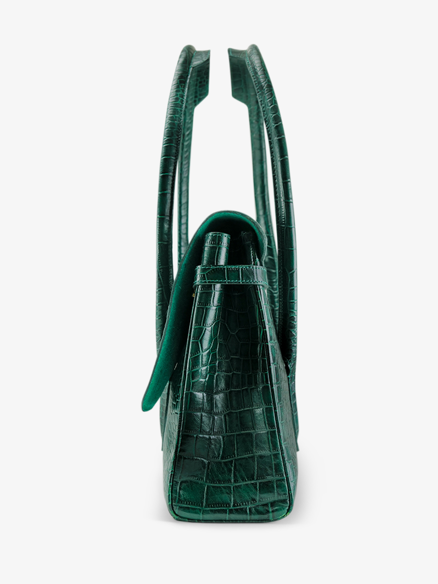 Foto-Seitenansicht-Handtasche-Leder-Damen-Colette-M-Alligator-grün-Paul-Marius-w028m-a-dg