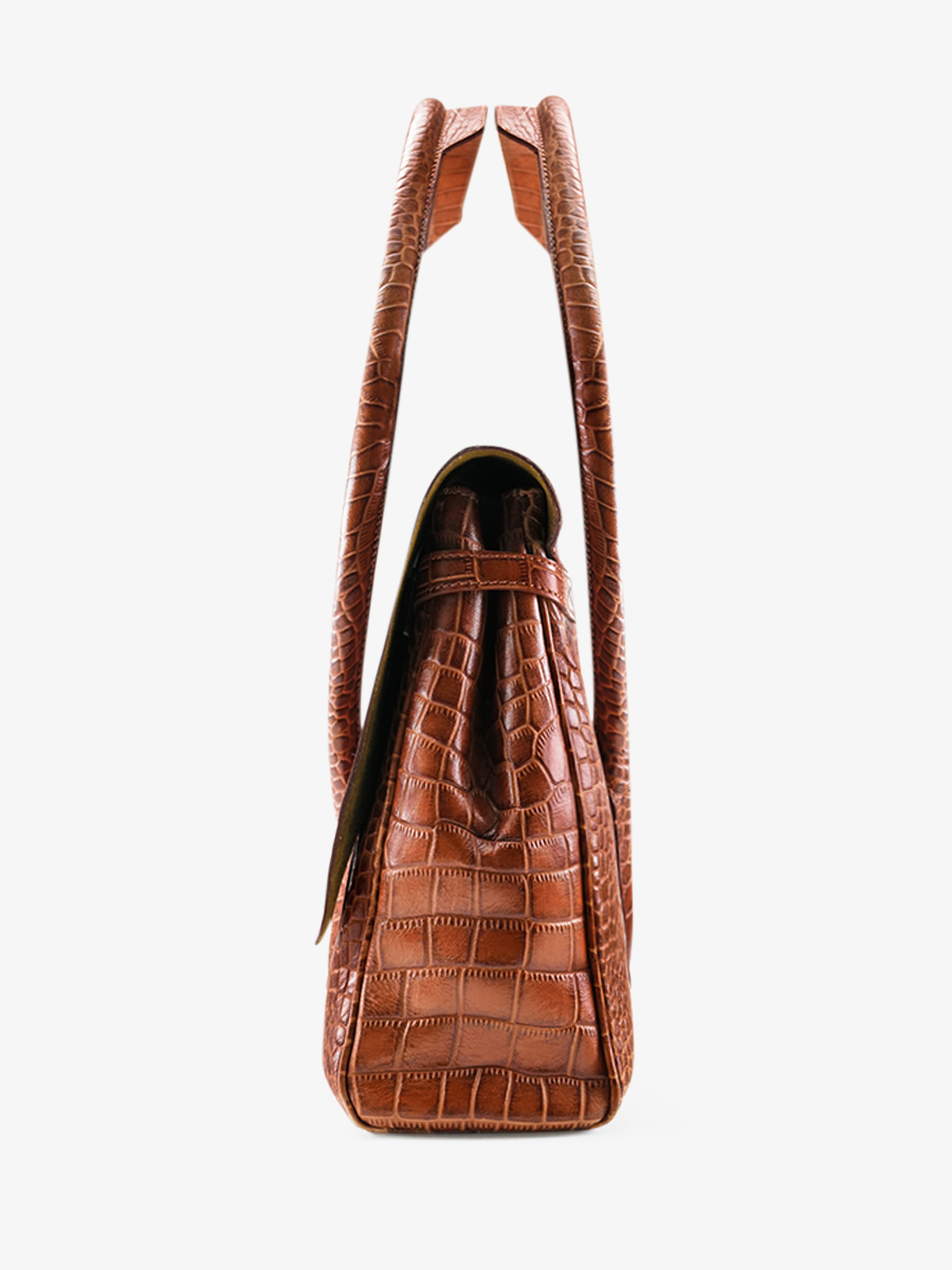 Foto-Seitenansicht-Handtasche-Leder-Damen-braun-Colette-M-Alligator-Cocktail-Bernstein-Paul-Marius-W28M-A-L