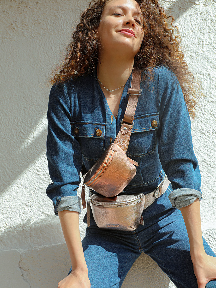 Foto-Innenansicht-Mini-Gürteltasche-Leder-Gold-Rosa-Damen-LaBanane XS-Gold-Rosa-Paul Marius-M503XS-G-PI