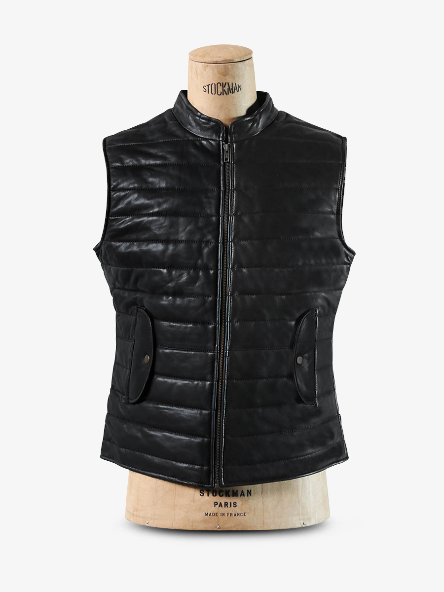 Foto-Vorderansicht-Daunenjacke-Herren-aus-schwarzem-Leder-Daunenjacke-Herren-schwarz-Paul-Marius-WCM-B-S