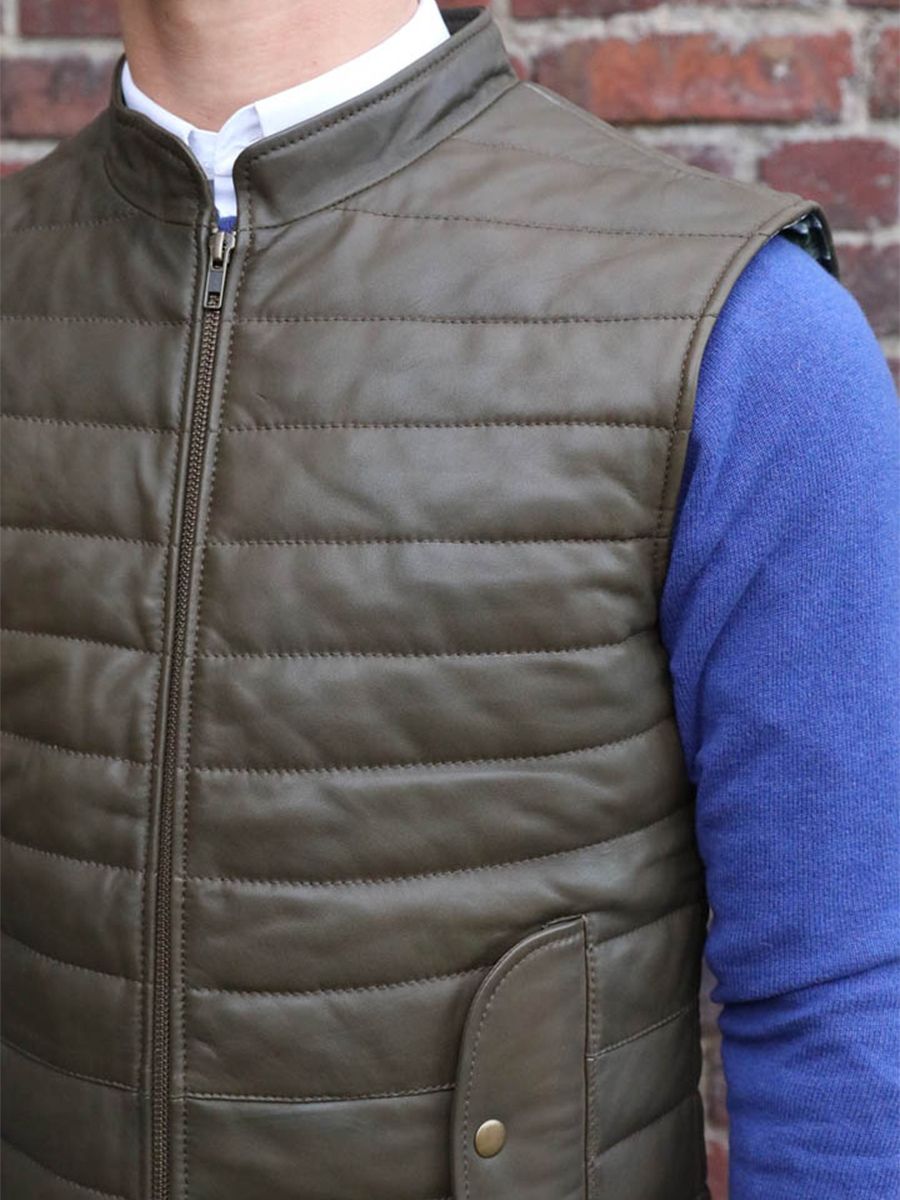 Foto-Seitenansicht-Herren-Daunenjacke-aus-Leder-kaki-ladoudoune-homme-kaki-paul-marius-wcm-k-s