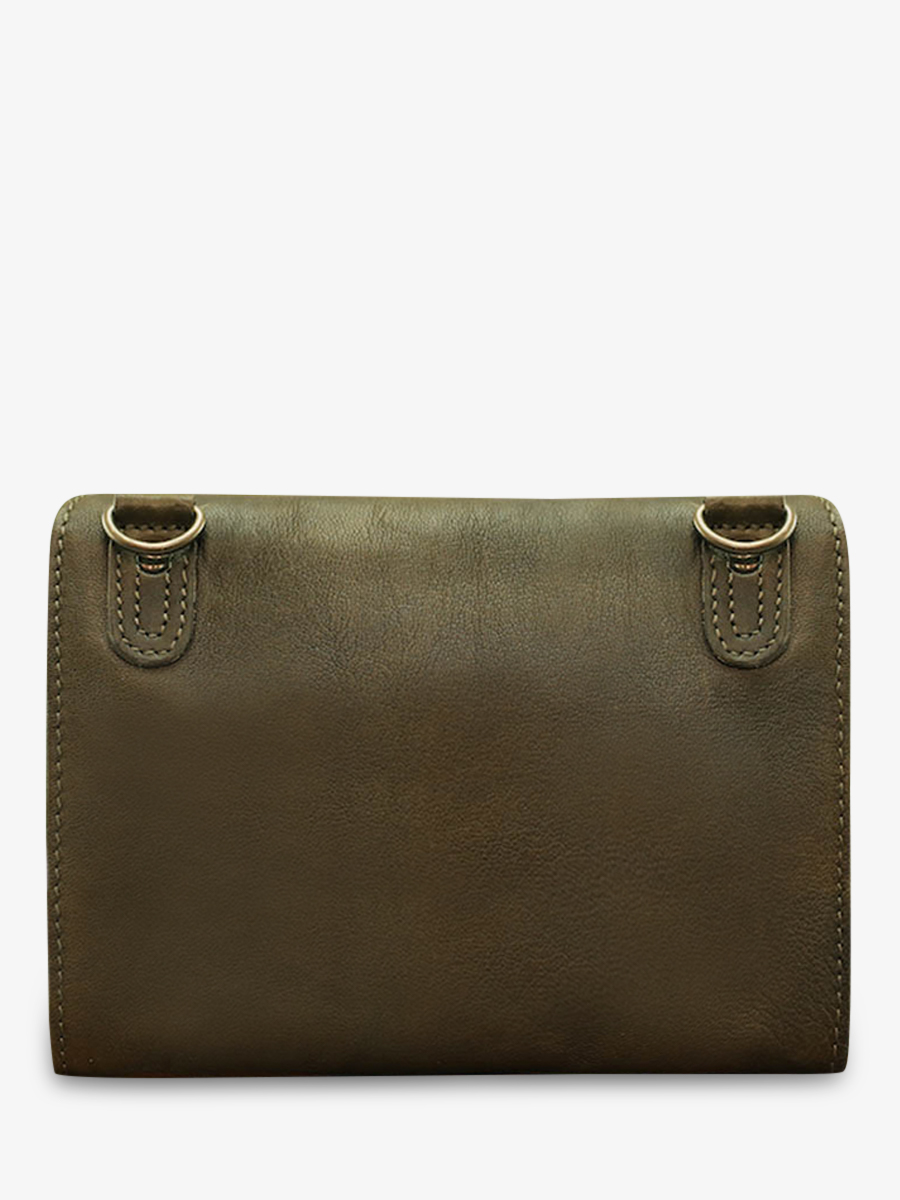 Foto-Rückansicht-Umhängetasche-Leder-Damen-kaki-LaMinaudière-kaki-geölt-Paul-Marius-M301-OK