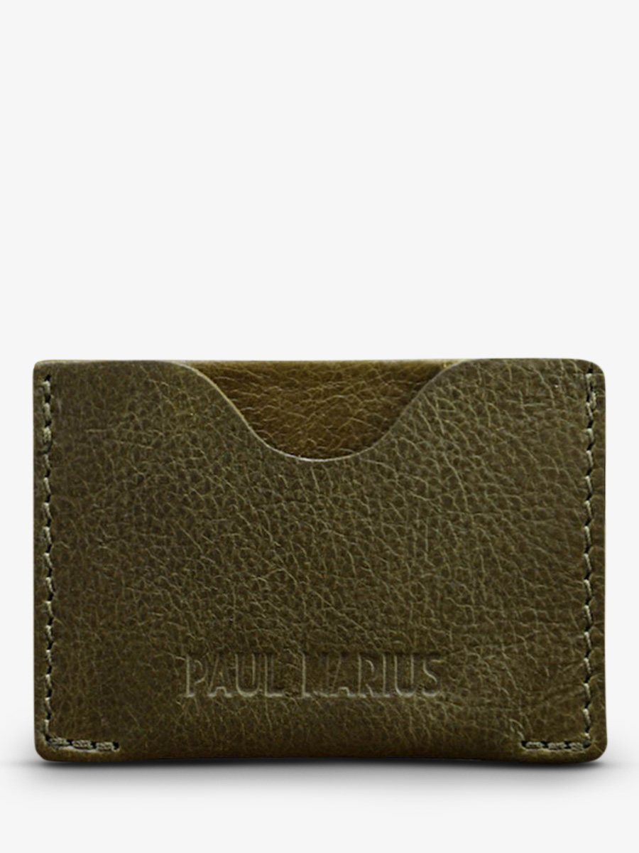 Foto-Vorderansicht-Bankkartenetui-Leder-khaki-LePorte-cartes-Gabin-khaki-Paul-Marius-M55-K