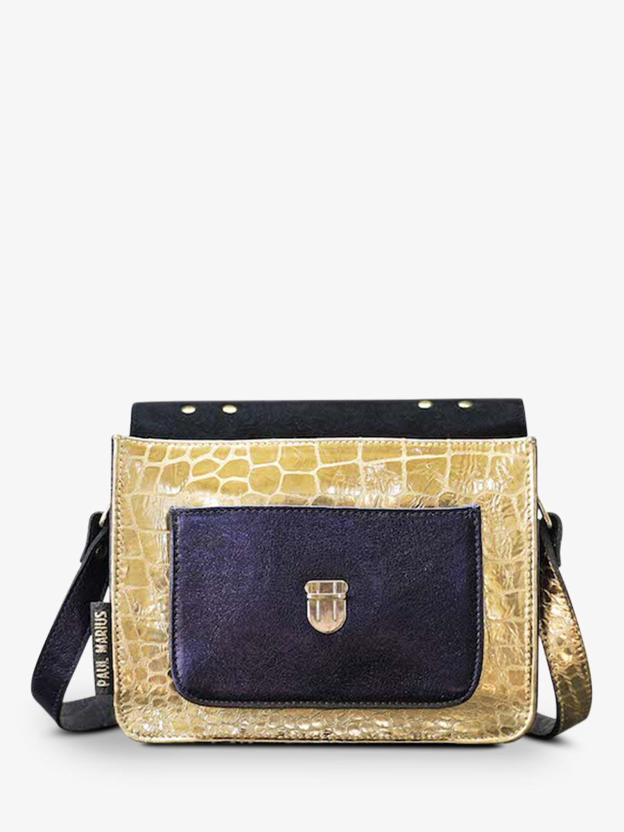 Foto-Innenansicht-Umhängetasche-Leder-Damen-gold-blau-Mademoiselle George-Kaiman-Gold-blau-metallic-Paul Marius-W05-C-G-MCBLU