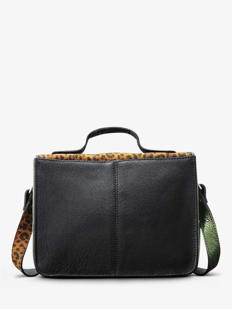 Foto-Rückansicht-Umhängetasche-Leder-Damen-braun-grün-Mademoiselle-George-Leopard-natur-khaki-metallic-Paul-Marius-W05-LP-L-MCGR