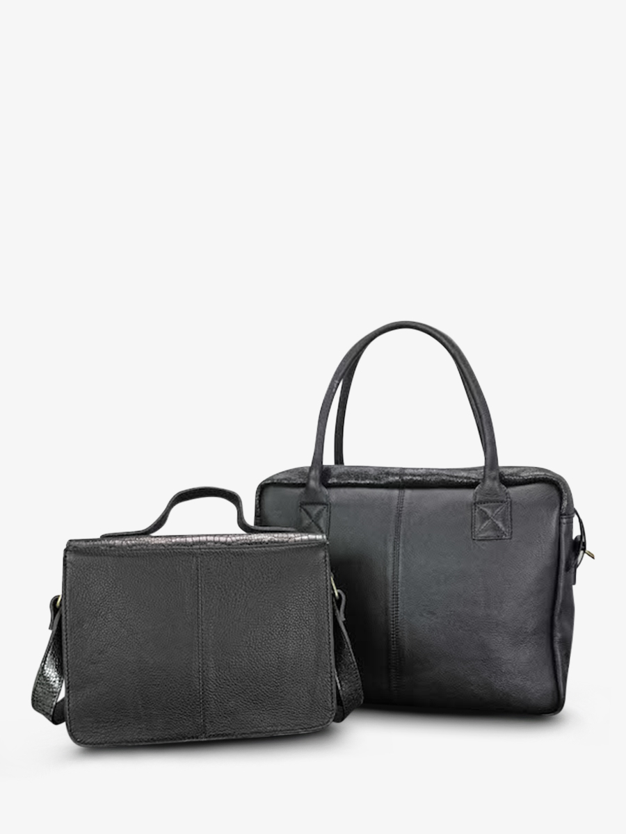 Foto-Rückansicht-Umhängetasche-Leder-Damen-Mademoiselle-George-Onyx-Paul-Marius-W05-Onyx