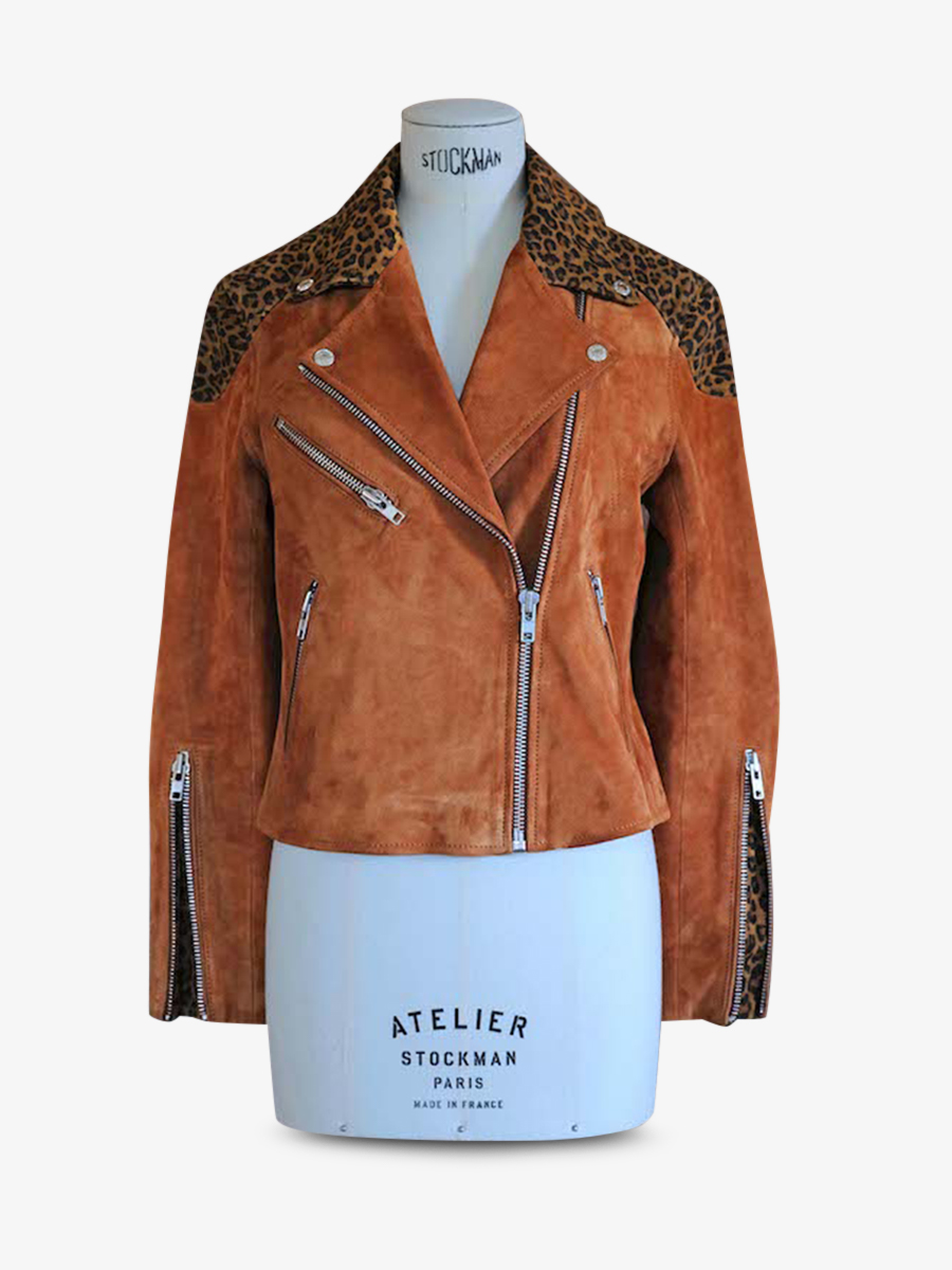 Foto-Vorderansicht-Perfecto-Lederjacke-für-Damen-Leopard-braun-LePerfecto-Leopard-natur-Cognac-Paul-Marius-WPJ-LP-L-CO-S36