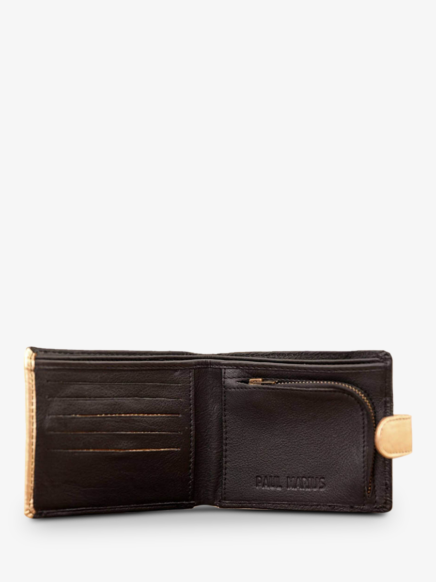 Foto-Innenansicht-Brieftasche-Leder-Damen-schwarz-gold-LePortefeuille Louise schwarz-gold Paul Marius M30 B-G