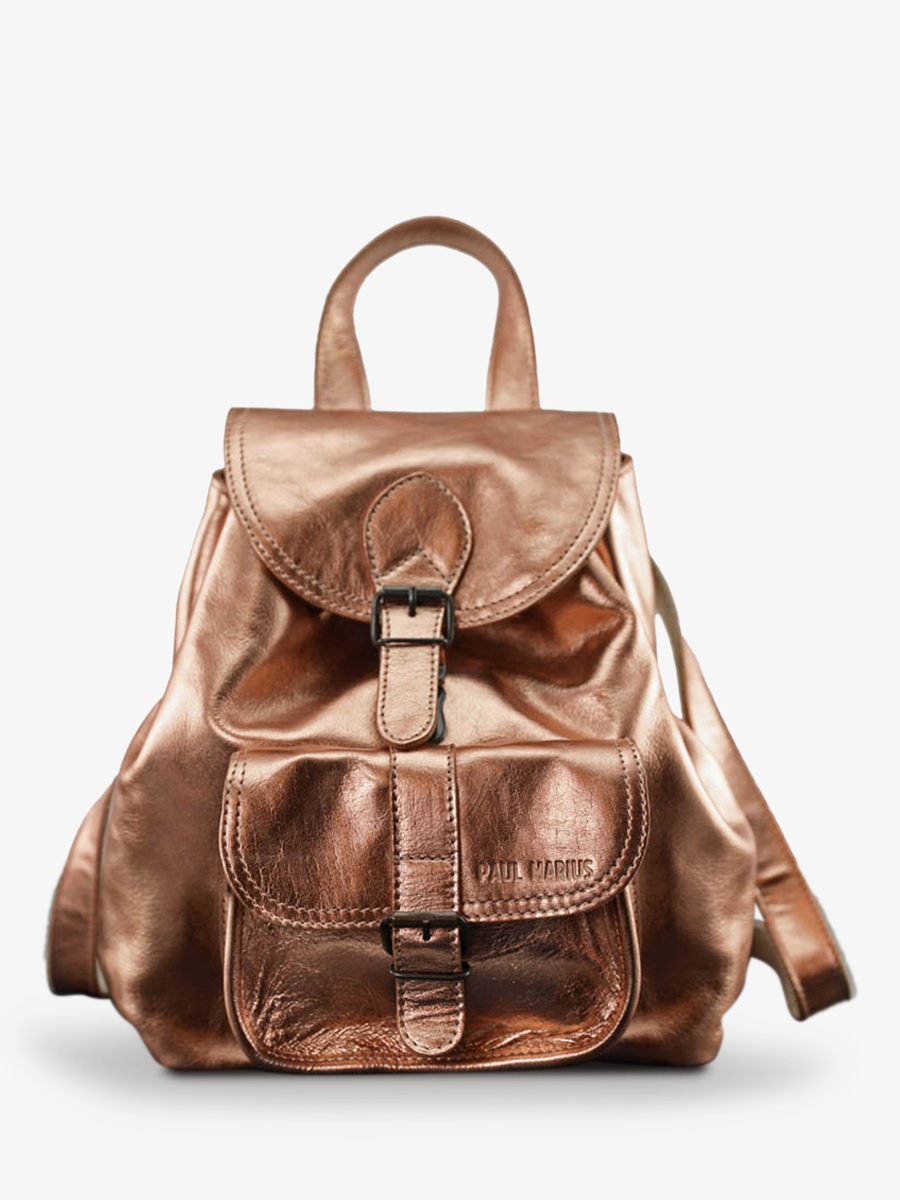 Foto-Vorderansicht-Rucksack-Leder-Damen-rosa-golden-LeBaroudeur-Goldrosa-Paul-Marius-M40-G-PI