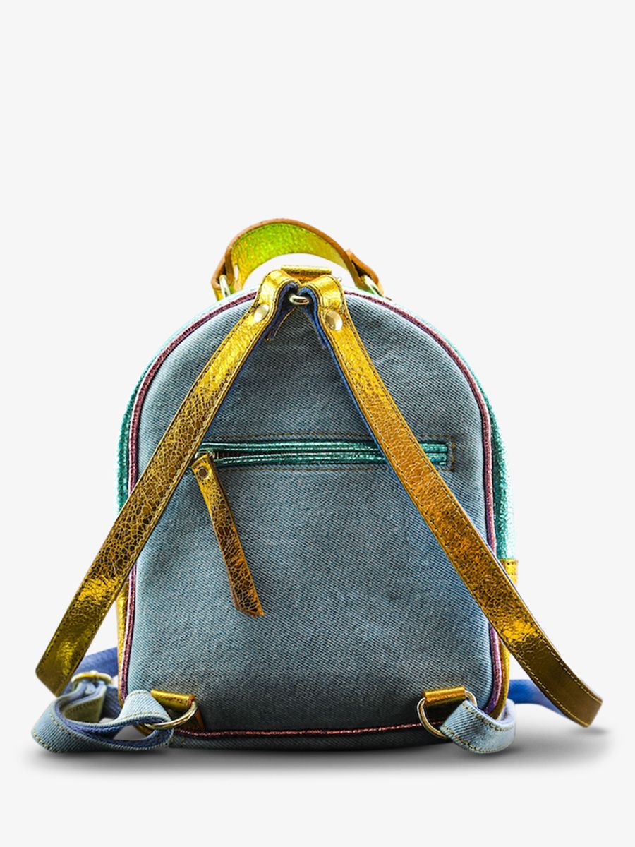 Foto-Rückansicht-kleiner-Lederrucksack-für-Damen-LeMini-Intrepide-90s-Paul-Marius-M37S-Denim
