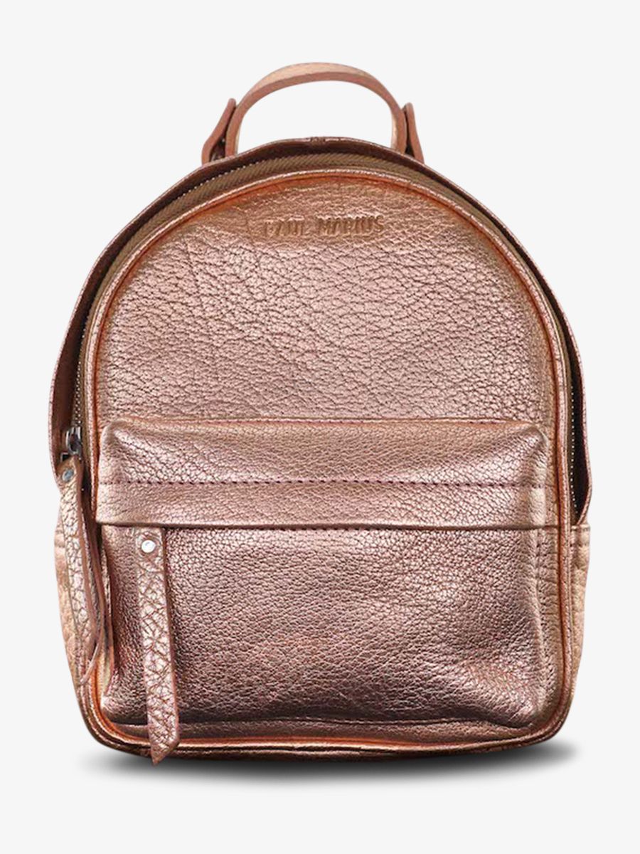 Foto-Ansicht-von-der-Seite-kleine-Rucksacktasche-aus-Leder-für-Damen-rosa-golden-LeMini-Intrepide-Goldrosa-Paul-Marius-M37S-G-PI