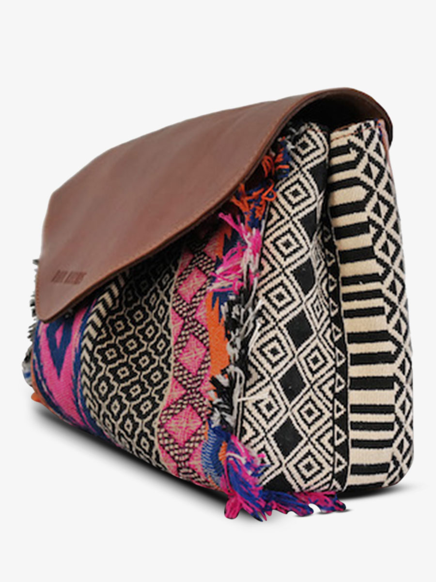 Foto-Seitenansicht-Umhängetasche-Leder-Paul Marius-blau-weiß-Suzon M-Horizon-Paul Marius-W25M-HOR