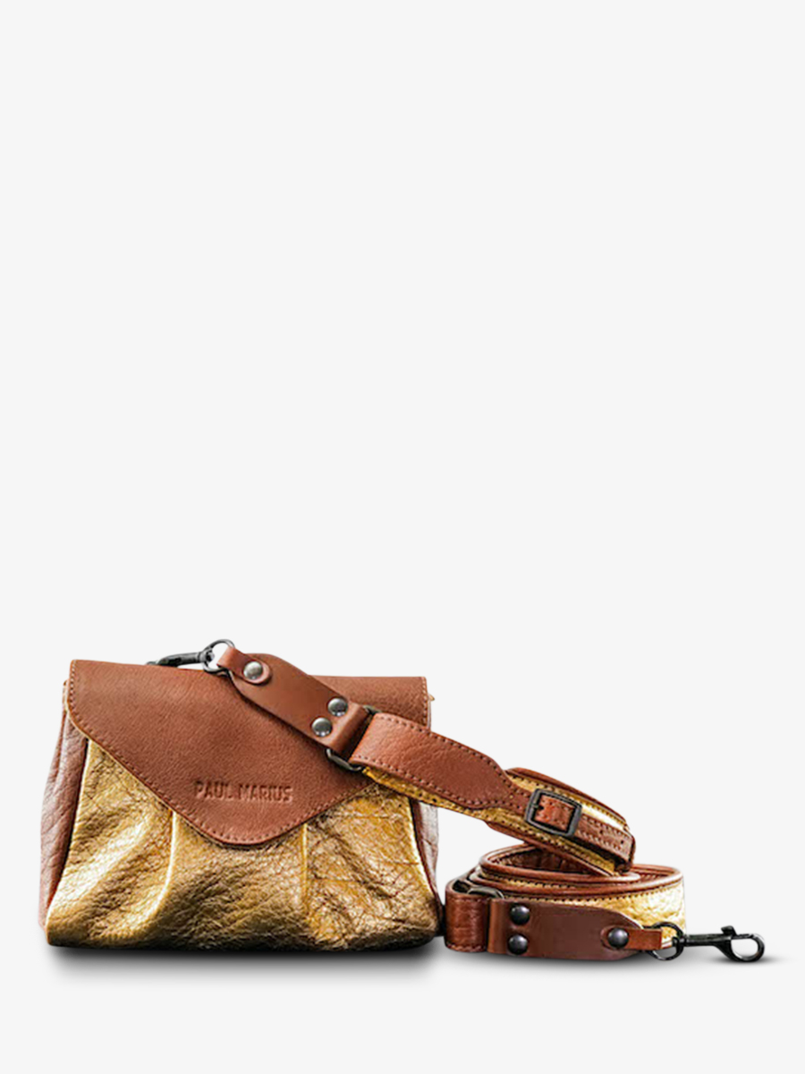 Foto-Vorderansicht-Umhängetasche-Leder-Paul Marius-braun-gold-Suzon S-natur-gold-Paul Marius-W25S-L-G
