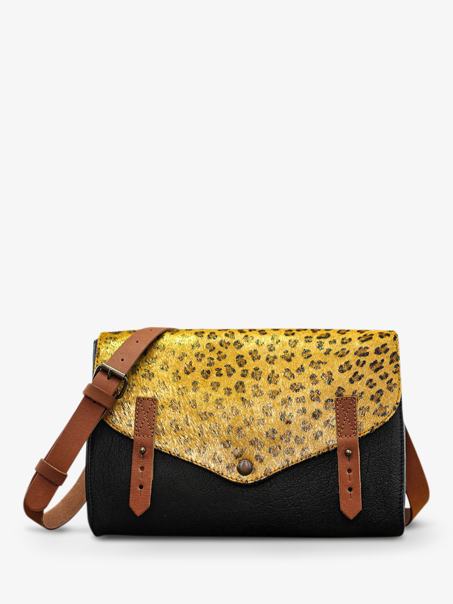 Foto-Vorderansicht-Umhängetasche-Leder-Damen-schwarz-gold-das-Must-have-Leopard-schwarz-gold-Paul-Marius-W08-LP-B-G