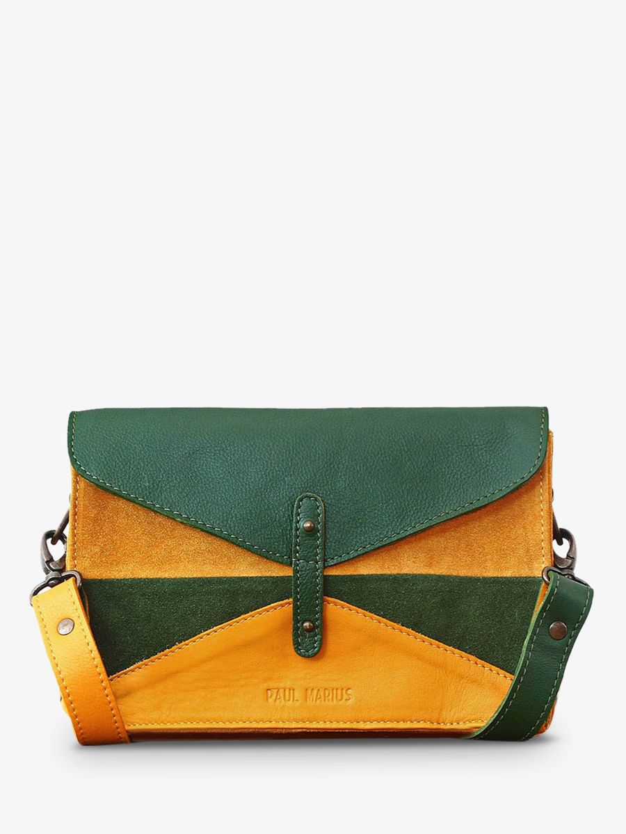 Foto-Vorderansicht-Umhängetasche-Leder-Damen-kaki-gelb-LePapillon-kaki-safran-paul-marius-w09-k-y