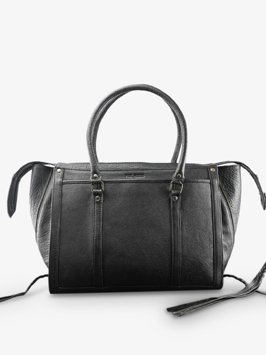 Foto-Rückansicht-Handtasche-Leder-Damen-silber-schwarz-LeRive Droite-M-silber-schwarz-Paul Marius-W19M-S-B