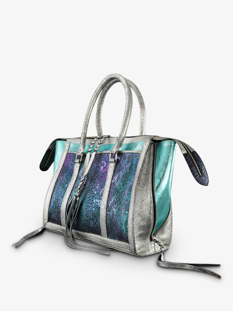 Foto-Seitenansicht-Handtasche-Leder-Business-blau-weiß-LeRive-Droite-L-Chimere-Polar-PAUL-MARIUS-W19L-CH-S-BLU