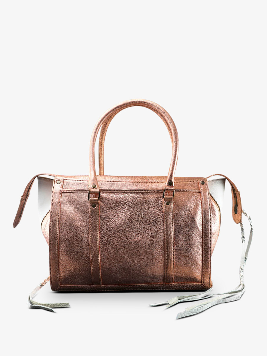 Foto-Rückansicht-Handtasche-aus-Leder-für-Damen-rosa-gold-weiß-LeRive Droite-M-rosa-gold-weiß-Paul-Marius-W19M-G-PI-W