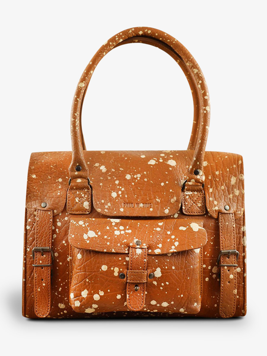 foto-ansicht-von-vorne-umhängetasche-leder-dame-beige-lerive-gauche-künstler-m-sable-paul-marius-w01m-a-n