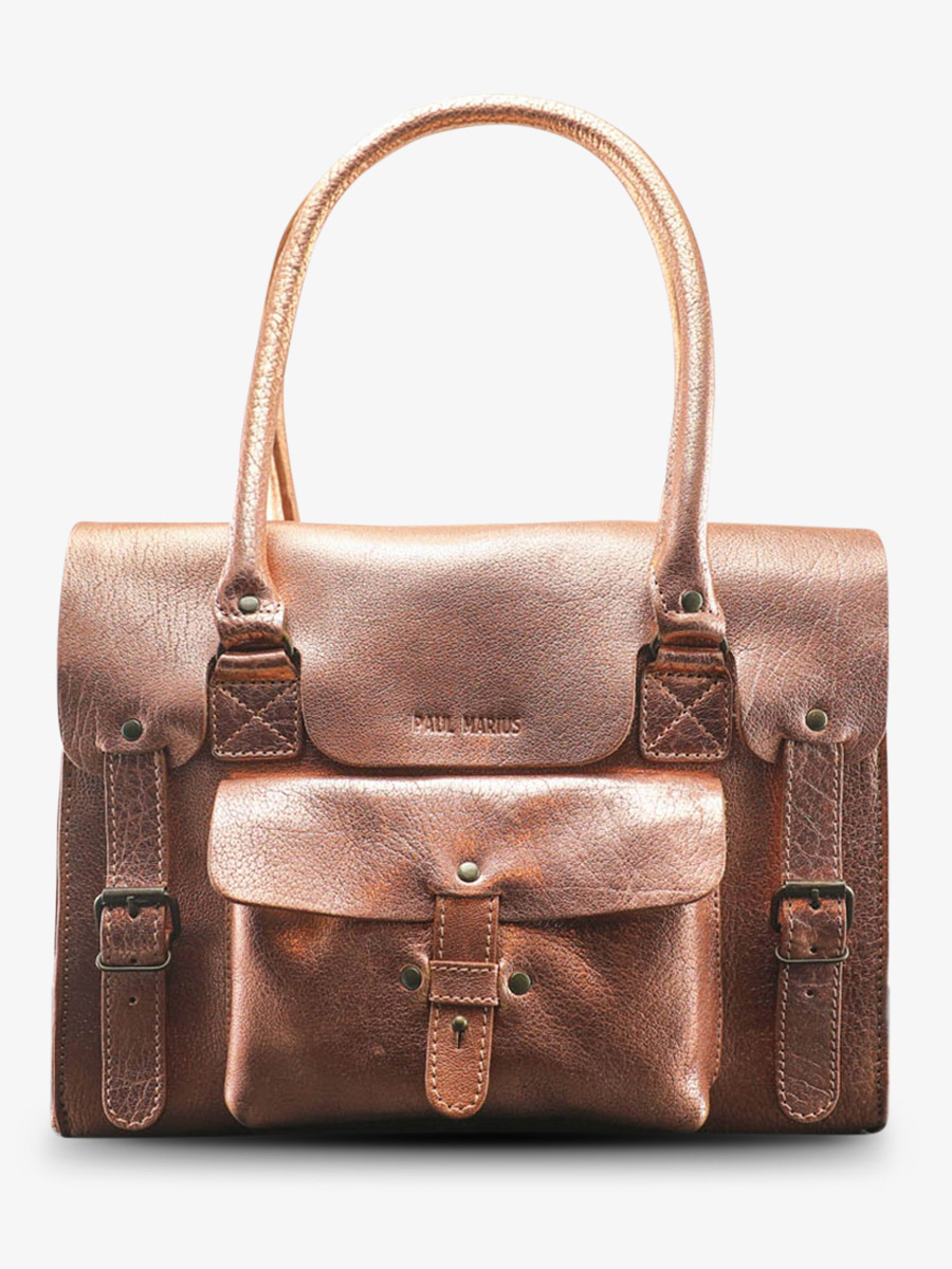 Foto-Vorderansicht-Umhängetasche-Leder-Damen-rosa-gold-LeRive Gauche-M-Gold-rosa-Paul Marius-W01M-G-PI