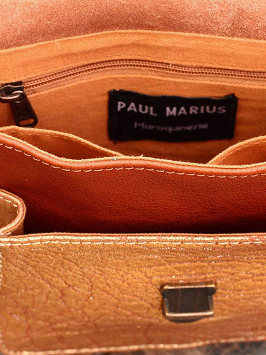 Foto-Innenansicht-Umhängetasche-Leder-Damen-braun-gold-Mademoiselle-George-natur-gold-Paul-Marius-W05-L-G