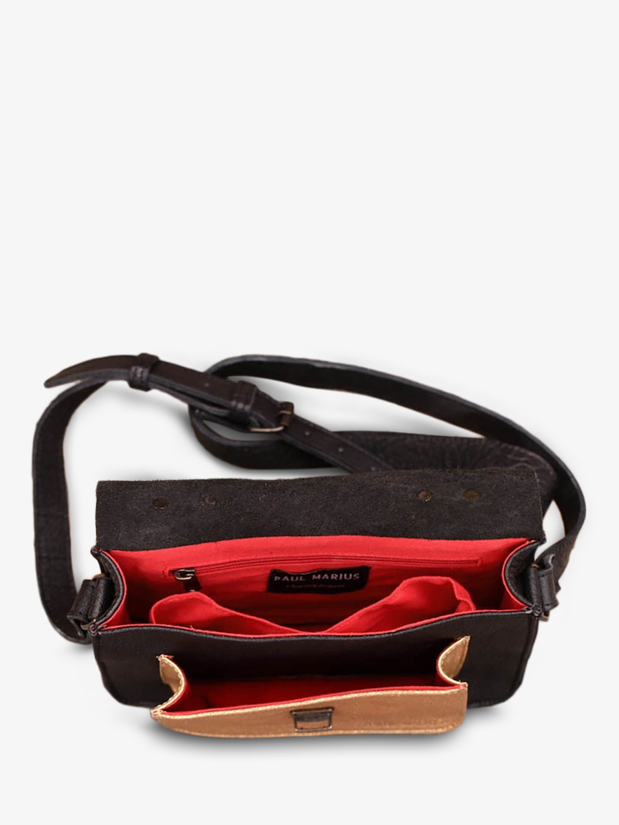 Foto-Seitenansicht-Umhängetasche-Leder-Damen-schwarz-gold-Mademoiselle-George-schwarz-gold-Paul-Marius-W05-B-G