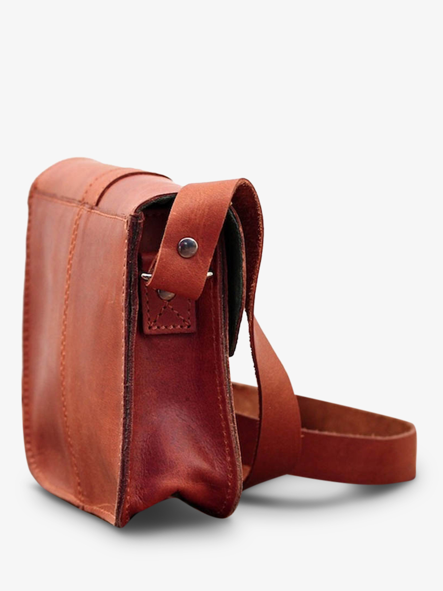 Foto-Seitenansicht-kleine-Umhängetasche-aus-Leder-für-Damen-braun-L'Essentiel-Naturel-Paul-Marius-M21-L