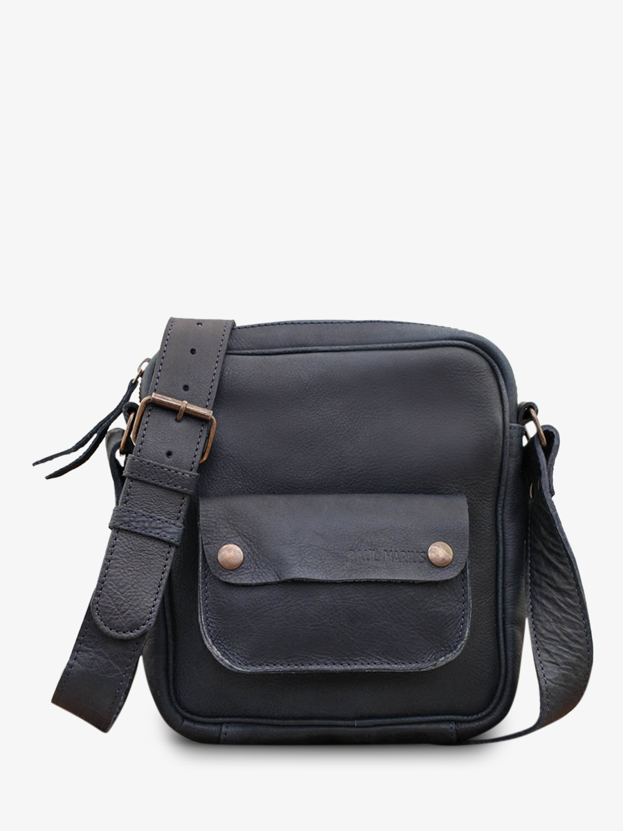 Foto-Vorderansicht-Ledertasche-Herren-blau-Lesaint Marc-Petrolblau-Paul Marius-M402 PB