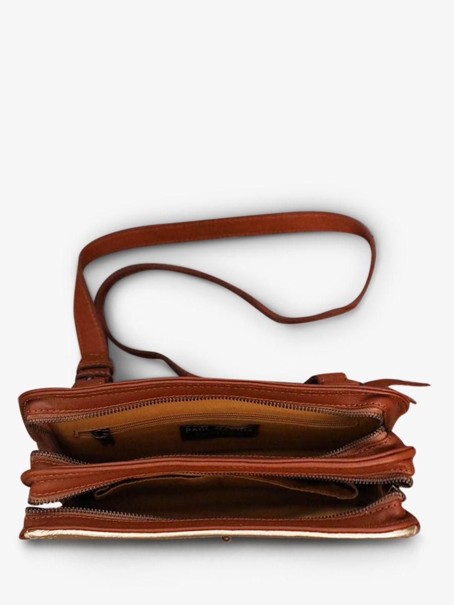 Foto-Innenansicht-Umhängetasche-Leder-Damen-braun-goldfarben-LeGraphique-natur-goldfarben-Paul-Marius-W17-L-G